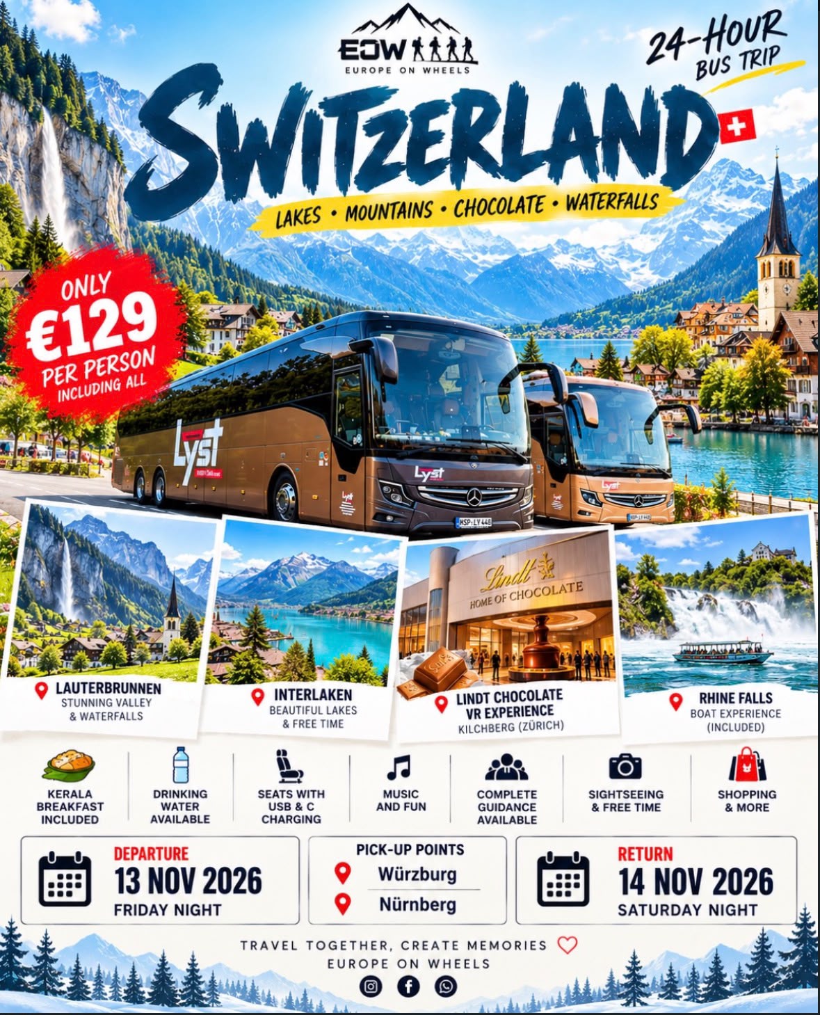 Switzerland 24-Hour Bus Trip